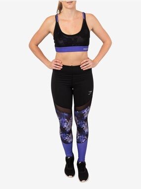 GYMSHARK Black and Purple Athletic Leggings, Full length Sports Leggings Sz XS